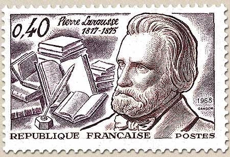 Sesquicentenaire de la naissance du grammairien Pierre Larousse (1817-1875) 40c. Violet et bistre Y1560