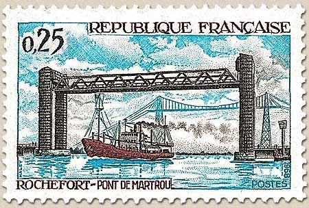 Pont de Martrou, à Rochefort. 25c. Bleu, noir et rose Y1564