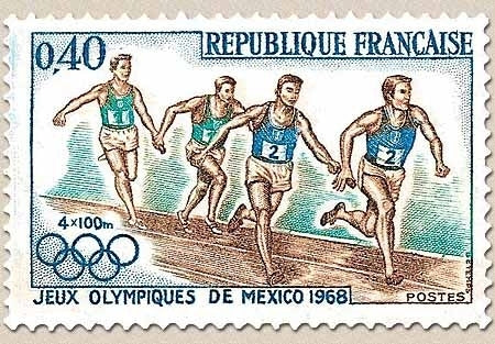 Jeux Olympiques de Mexico. 40c. Bleu, brun et vert Y1573