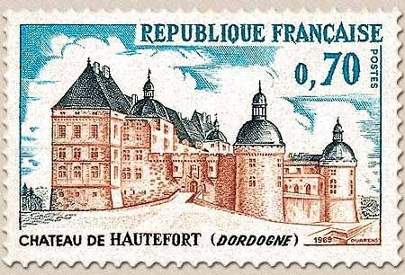 Château de Hautefort (Dordogne) 70c. Bistre, bleu et bleu foncé Y1596