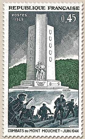 25e anniversaire de la Libération. Combats du Mont Mouchet 45c. Gris-bleu, vert et gris Y1604