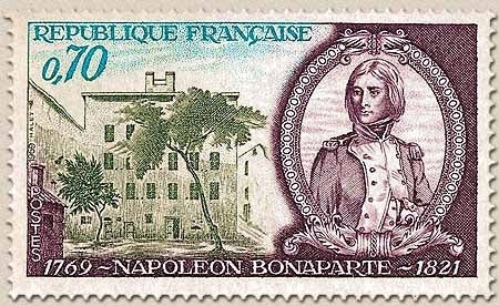 Bicentenaire de la naissance de Napoléon Bonaparte. 70c. Violet, turquoise et olive Y1610