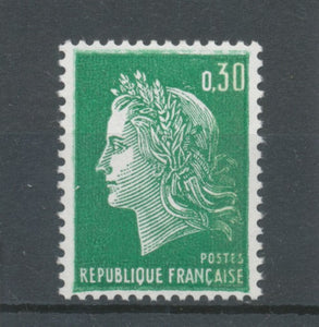 Marianne de Cheffer N°1611b 30c vert Une bande de phosphorescente Y1611b