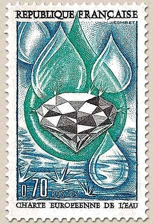 Charte européenne de l'eau. 70c. Bleu, émeraude et noir Y1612