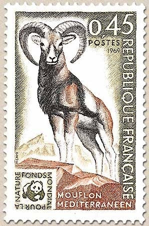 Fonds mondial pour la Nature. Mouflon méditerranéen 45c. Olive, brun-rouge et noir Y1613