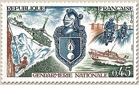Gendarmerie nationale. Ses différentes activités 45c. Outremer, vert foncé et brun Y1622