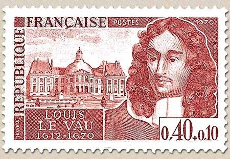 Personnages célèbres. Louis Le Vau, architecte (1612-1670) 40c. + 10c. Brun-rouge Y1623