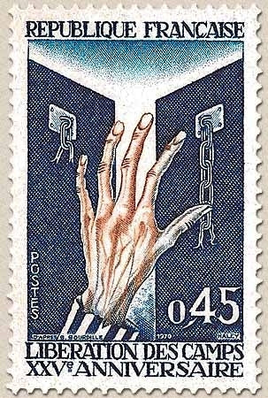 25e anniversaire de la libération des camps de concentration. 45c. Bistre, bleu-violet et bleu ciel Y1648
