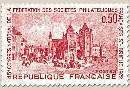 45e congrès national de la Fédération des sociétés philatéliques françaises, à Saint-Brieuc. 50c. Rouge Y1718
