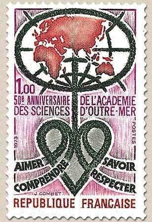 50e anniversaire de l'Académie des Sciences d'Outre-Mer. 1f. Lilas, vert-noir et rouge Y1760