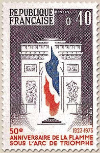 50e anniversaire de la flamme sous l'Arc de Triomphe. 40c. Lilas, rouge et bleu Y1777