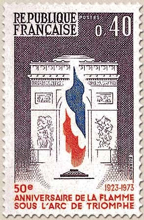 50e anniversaire de la flamme sous l'Arc de Triomphe. 40c. Lilas, rouge et bleu Y1777