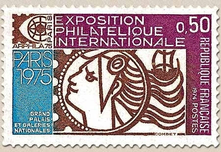 Arphila 75. Paris. 50c. Lilas foncé, brun et bleu Y1783