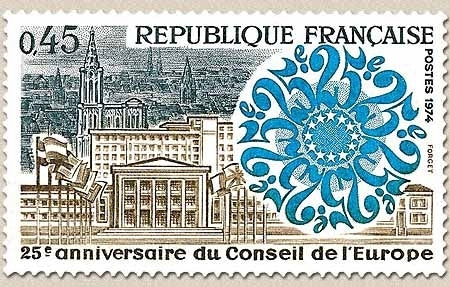 25e anniversaire du Conseil de l'Europe. 45c. Ocre, bleu et gris-bleu Y1792