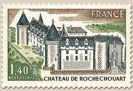 Série touristique. Château de Rochechouart 1f.40 bleu-gris, vert-jaune et brun Y1809