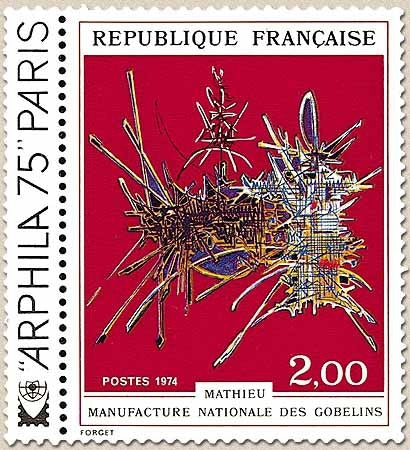 Arphila'75. Tapisserie de la manufacture nationale des Gobelins, par Mathieu. Hommage à Nicolas Fouquet  2f. Y1813