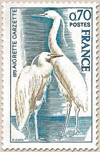 Protection de la nature. Aigrette Garzette 70c. Bleu et bistre Y1820