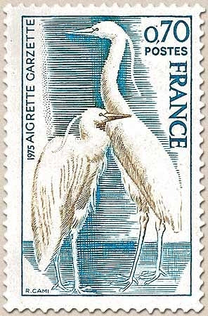 Protection de la nature. Aigrette Garzette 70c. Bleu et bistre Y1820
