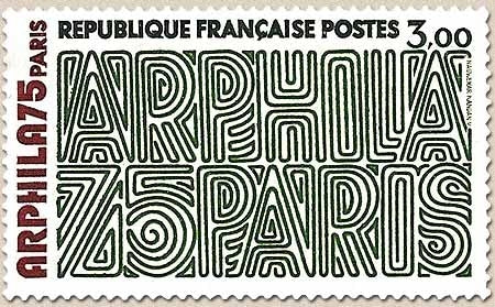 Arphila'75. Paris. Graphisme 3f. Vert et brun carminé Y1832