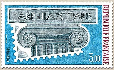 Arphila'75. Paris. Valeurs et couleurs différentes. 3f. Rouge, bleu et gris-bleu Y1835