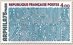 Arphila'75. Paris. Valeurs et couleurs différentes. 4f. Bleu, rouge-brique et vert-noir Y1836