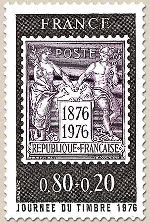Journée du Timbre. Centenaire du Timbre-poste au type Sage. 80c. + 20c. Noir et lilas Y1870
