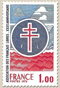 30e anniversaire de l'Association des Français libres. 1f. Bleu, rouge et outremer Y1885