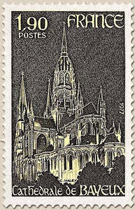 Série touristique. Cathédrale de Bayeux (XII°-XV° siècles). 1f.90 jaune et sépia Y1939