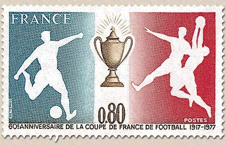 60e anniversaire de la coupe de France de football. 80c. Rouge, bleu et brun-olive Y1940