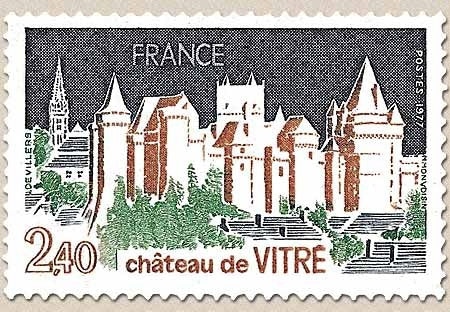Série touristique. Château de Vitré 2f.40 gris, vert et brun Y1949