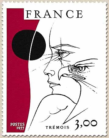 Oeuvres d'art. Œuvre originale de Trémois 3f. Noir et rouge-brun Y1950