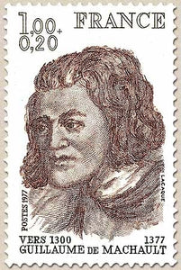 Personnages célèbres. Guillaume de Machault 1f. + 20c. Brun, vert-noir et brun-lilas Y1955