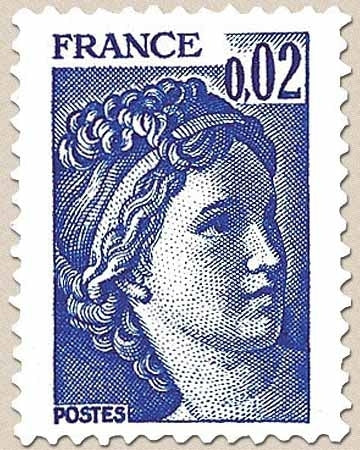 Type Sabine, tirée d'une oeuvre du peintre Louis David. 1re série. 2c. Bleu-violet Y1963