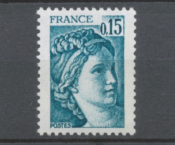 Type Sabine N°1966b 15c vert-bleu Gomme tropicale Y1966b