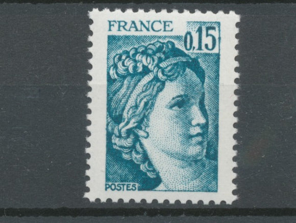 Type Sabine N°1966c 15c vert-bleu ss bande phosphorescente gomme brillante Y1966c