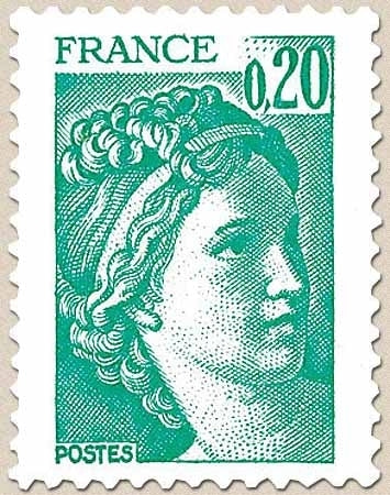 Type Sabine, tirée d'une oeuvre du peintre Louis David. 1re série. 20c. Émeraude Y1967