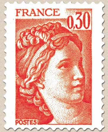 Type Sabine, tirée d'une oeuvre du peintre Louis David. 1re série. 30c. Orange Y1968