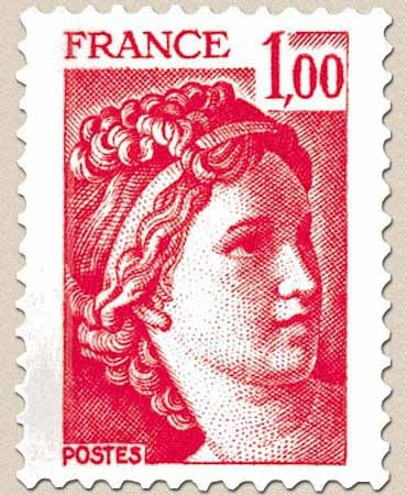 Type Sabine, tirée d'une oeuvre du peintre Louis David. 1re série. 1f. Rouge Y1972