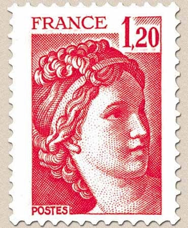 Type Sabine, tirée d'une oeuvre du peintre Louis David. 1re série. 1f.20 rouge Y1974