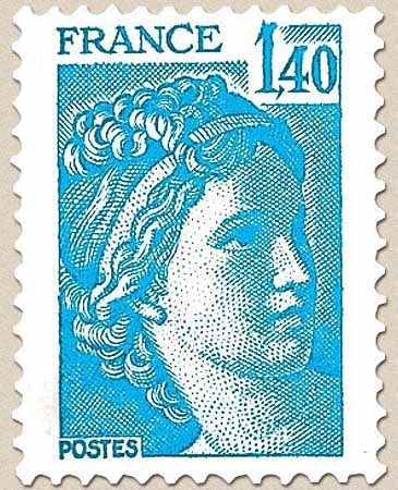 Type Sabine, tirée d'une oeuvre du peintre Louis David. 1re série. 1f.40 bleu Y1975