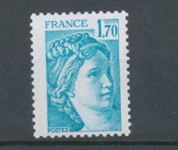 Type Sabine N°1976a 1f.70 bleu clair Gomme tropicale Y1976a