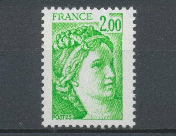 Type Sabine N°1977a 2f vert-jaune Gomme tropicale Y1977a