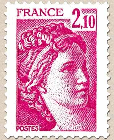 Type Sabine, tirée d'une oeuvre du peintre Louis David. 1re série. 2f.10 rose carminé Y1978