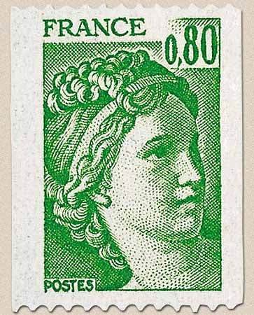 Type Sabine, tirée d'une oeuvre du peintre Louis David. 1re série. 80c. vert Y1980