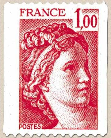 Type Sabine, tirée d'une oeuvre du peintre Louis David. 1re série. 1f. rouge Y1981