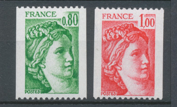 Type Sabine N°1980a + N°1981a N° rouge au verso Y1981aS