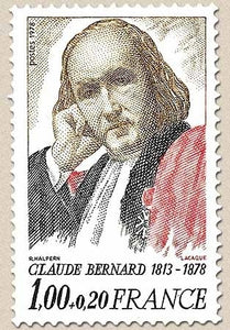 Personnages célèbres. Claude Bernard 1f. + 20c. Bistre, brun, rouge et noir Y1990A