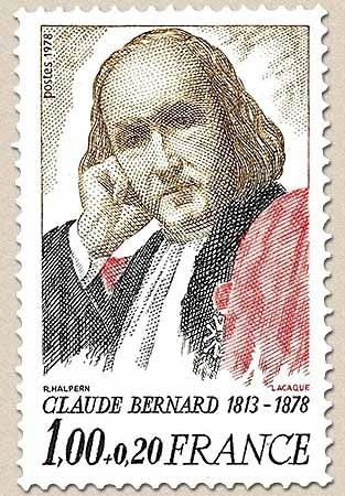 Personnages célèbres. Claude Bernard 1f. + 20c. Bistre, brun, rouge et noir Y1990A