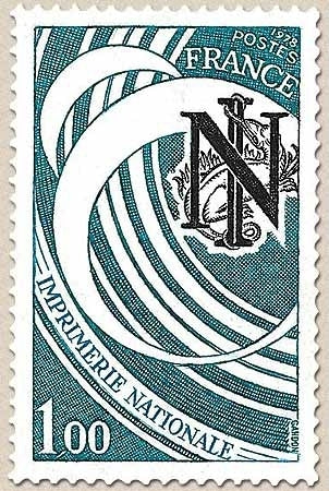 Imprimerie nationale. 1f. Vert-bleu, bleu et noir Y2014