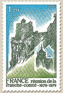 Réunion de la Franche-Comté à la Couronne par la Paix de Nimègue (1678-1978) 1f.20 bleu-vert et vert foncé Y2015